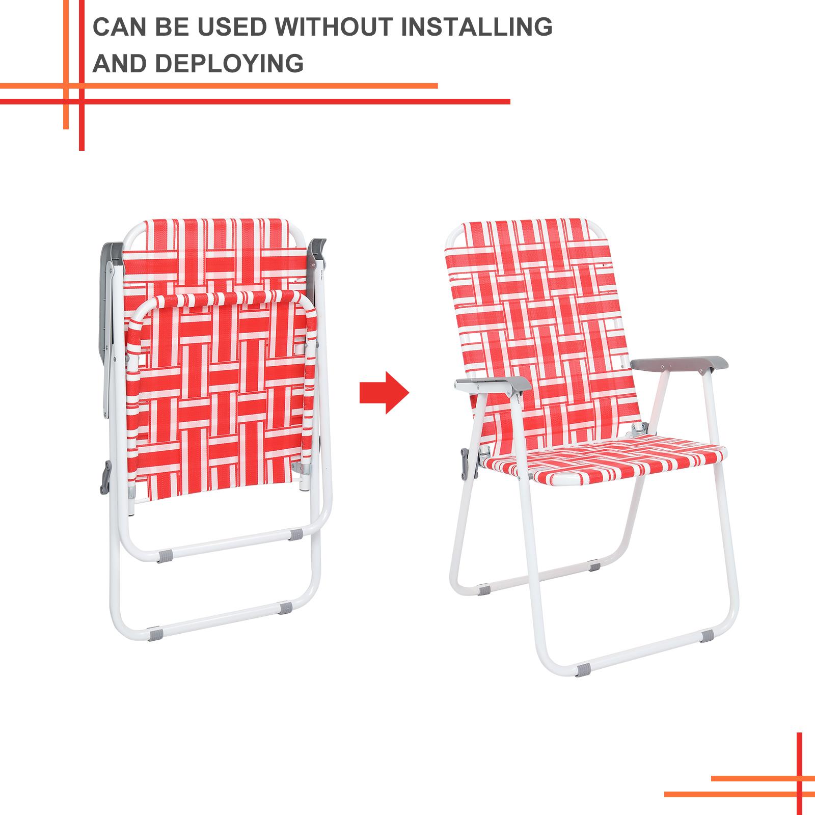 SamyoHome 2 Pack Lawn Chair Set Patio Folding Web Outdoor Portable Camping Chair(Red & White) - image 4 of 6