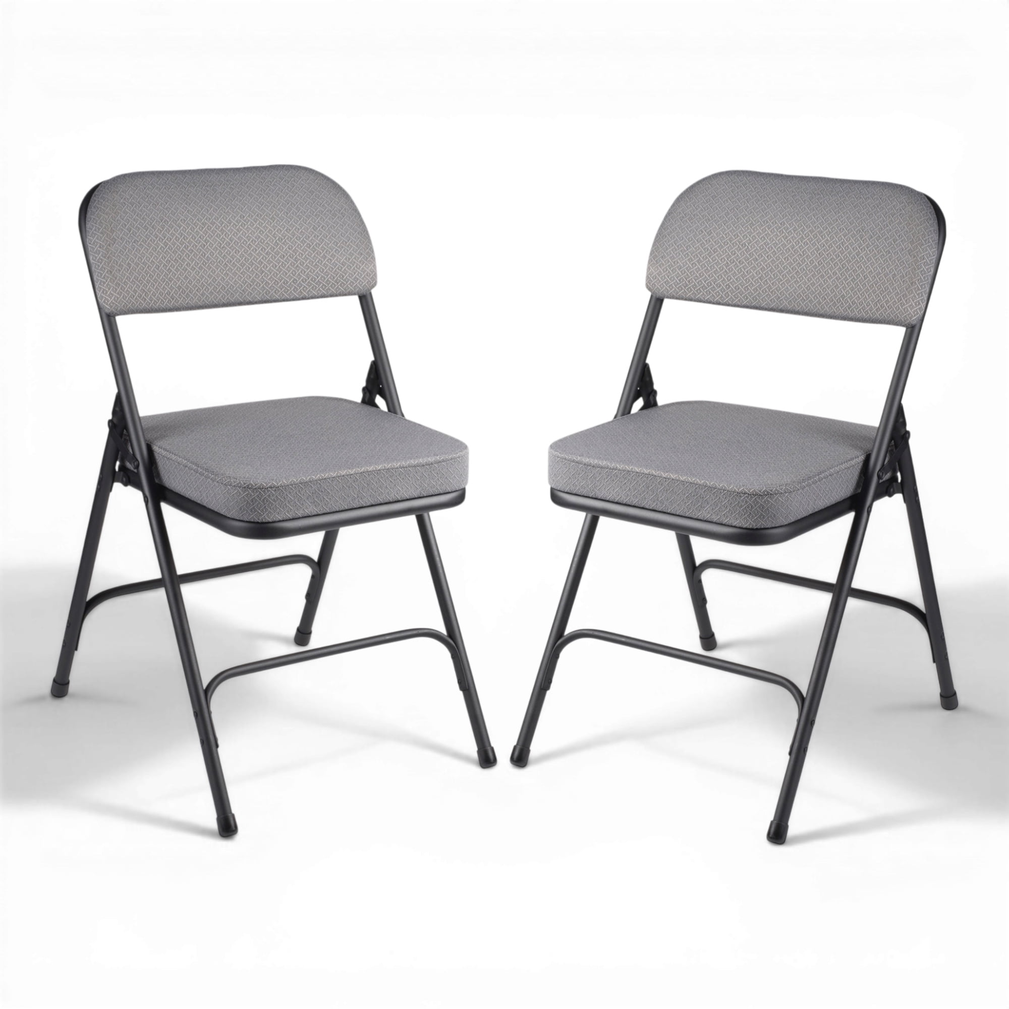 Hampden Furnishings Bernadine Collection Deluxe Fabric Padded Folding Chair, Charcoal Grey, Pack of 2