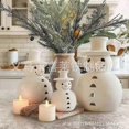 thumbnail image 5 of Christmas Decorations - Handmade Terracotta Snowman Figurines - White Clay Winter Decor Holiday Rustic Unique Decor for Home Table Room Farmhouse Indo, 5 of 5