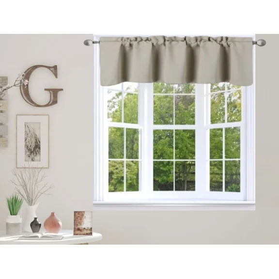Gorgeous Home Linen 1-Piece Thermal Blackout Valance, 54x18 Rod Pocket Window Curtain, TVLOTaupe