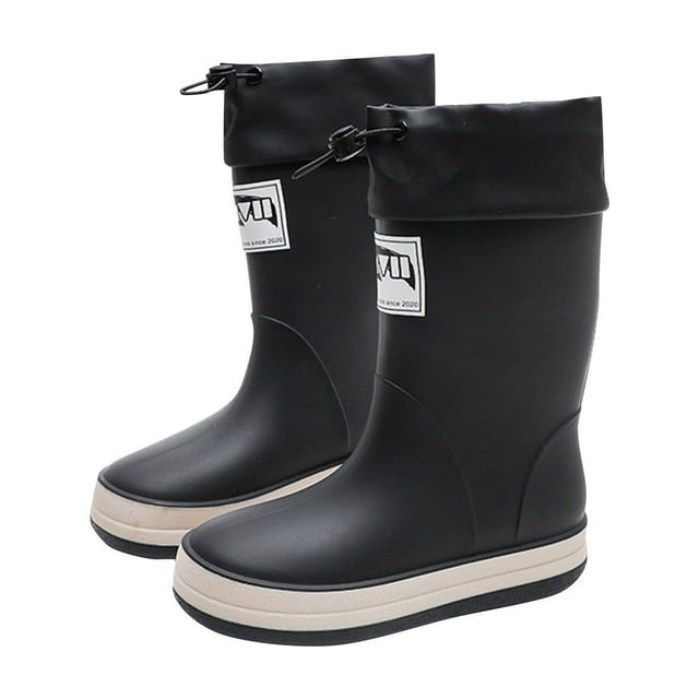 MIASHUI Bottes de Pluie pour Tout-Petits Enfants Filles Garçons Imperméables Chaussures de Pluie d'Extérieur,Noir,7-8 Ans