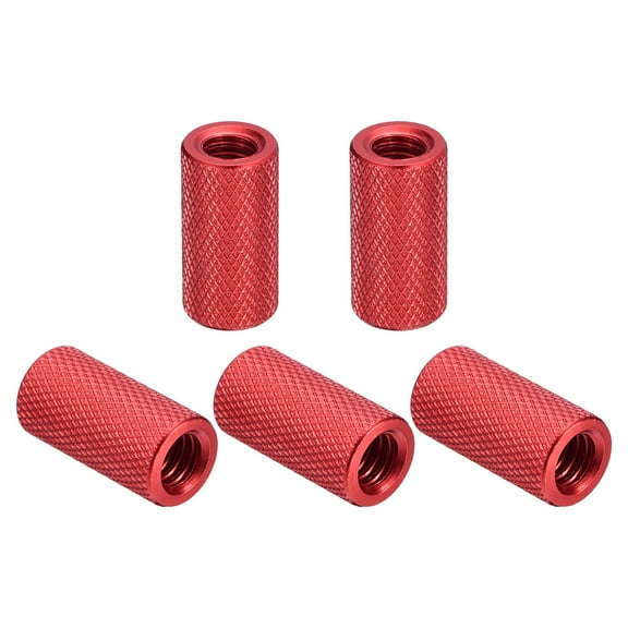 20Pack Knurled Thumb Nut, 1/4"-20x20mm Hand Nut Pass Hole Nut Aluminum Alloy, Dark Red
