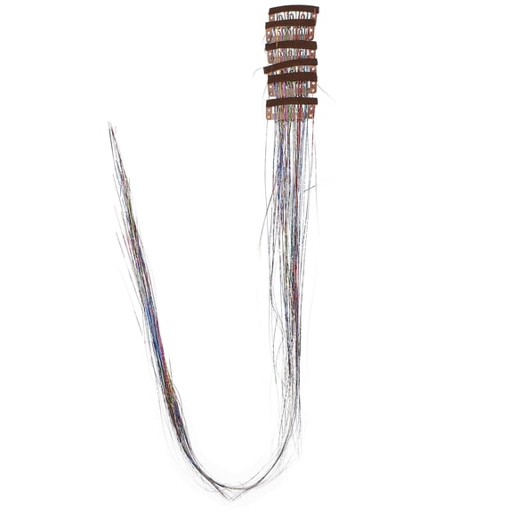 TABLZONE 6Pcs Clip in Multi Color Hair Tinsel Extensions Easy Detachable Hair Extension Pieces