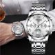 thumbnail image 3 of Relojes para hombre, reloj de cuarzo de negocios con calendario doble resistente al agua y correa de acero macizo, 3 of 4
