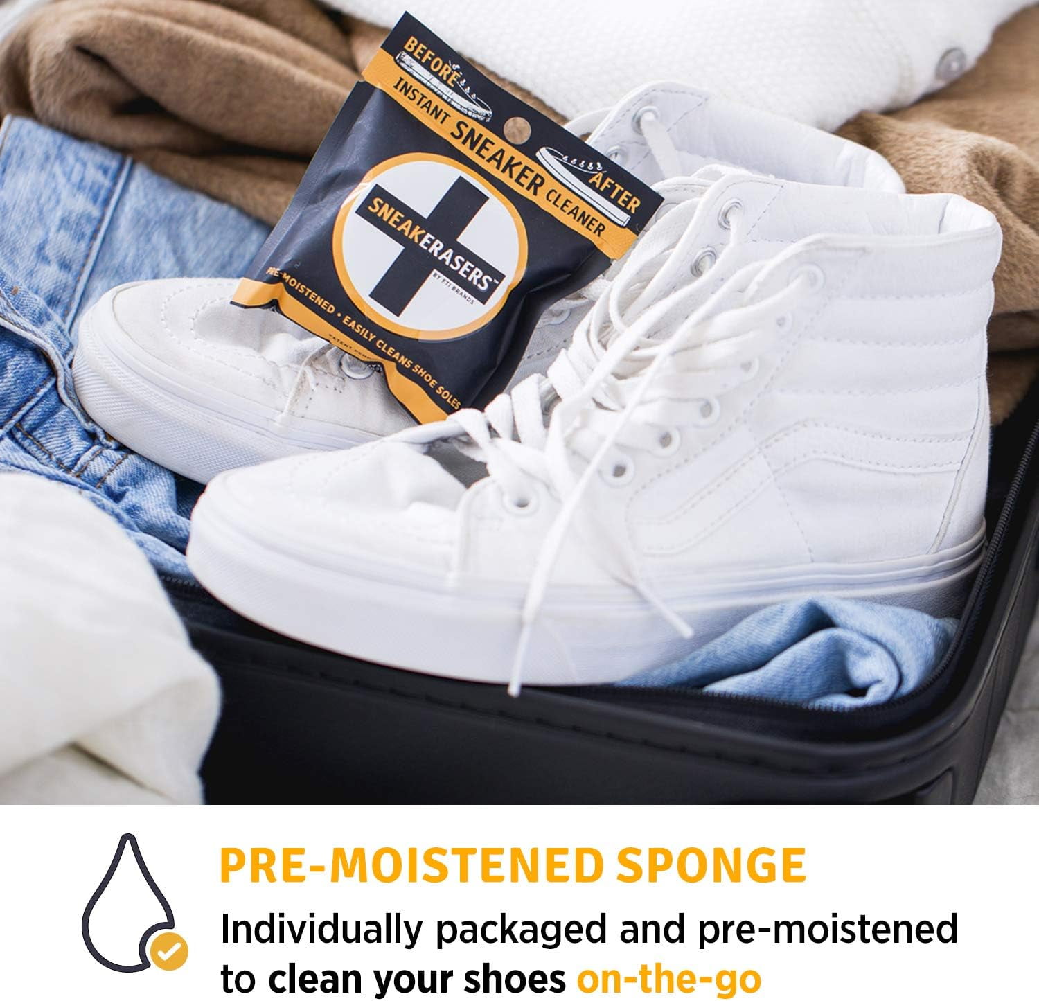 Sneakerasers  Shoe Cleaning Sponge, Pre-Moistened, 3-Pack