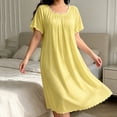 thumbnail image 6 of NominalSnug Womens Nightgown Scalloped Neck Short Sleeve Loose Midi Sleep Dress Loungewear, 6 of 6