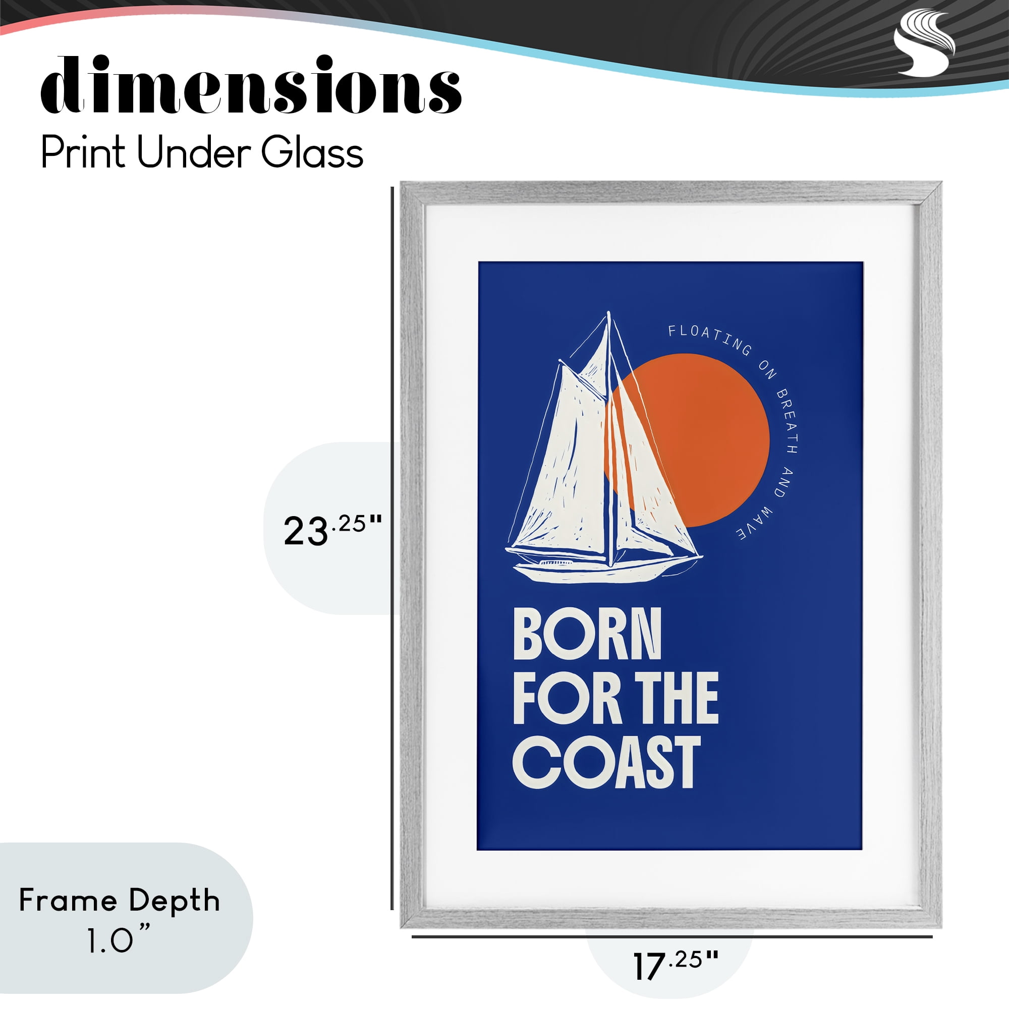 Stupell Industries Born For The Coast Gray Framed Print Under Glass, design by Creative Studio