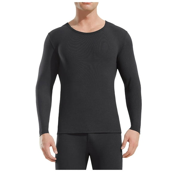 Men's Thermal Underwear Round Neck T-Shirt Double Woolen Base Layer Thin Comfortable Autumn Coat Wear Mens Casual Crew Neck Basic Tees