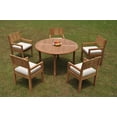 thumbnail image 4 of Grade-A Teak Dining Set: 5 Seater 6 Pc: 52" Round Table And 5 Veranda Arm Chairs Outdoor Patio WholesaleTeak #WMVRe, 4 of 5