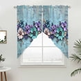 thumbnail image 5 of Spring Purple Flowers Kitchen Window Curtains, Swag Curtains Valance for Bedroom Living Room Bathroom, Floral Mottled Teal Wall Retro Rod Pocket Window Treatment Curtain Block Drapes 2 Panels 36"x45", 5 of 9