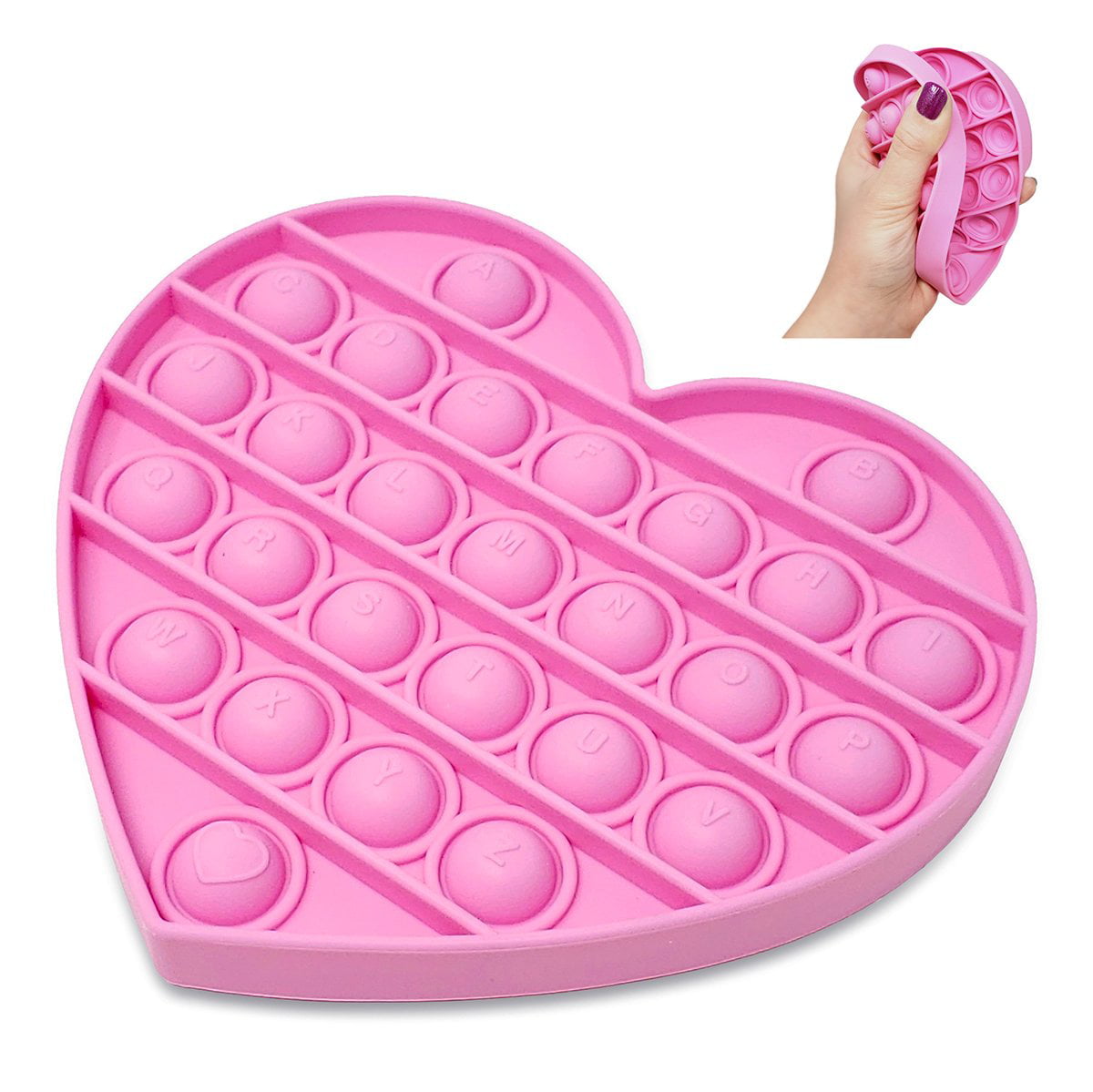 Soti Brand 2 pcs Pink Heart Push Pop Bubble Fidget Toy with Alphabet Letters 