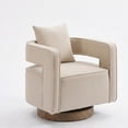 thumbnail image 2 of GOMYHOME 29" Swivel Accent Chair, Linen Blend Upholstered Lounge Chair with Wood Base, Beige, 2 of 10