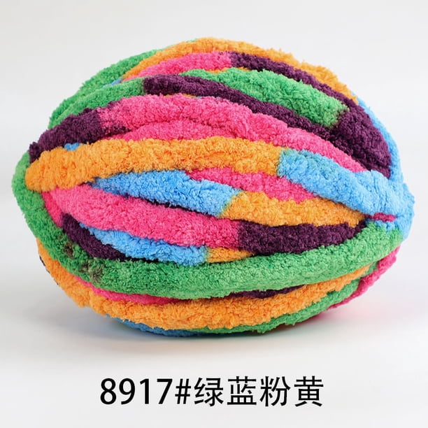 Xiao Hua 1 paquete de hilo de terciopelo de chenilla para tejer, grueso y cálido, para tejer a ganchillo, para manualidades, bolsas, suéteres, muñecas, 250 g, verde, azul, rosa y amarillo.