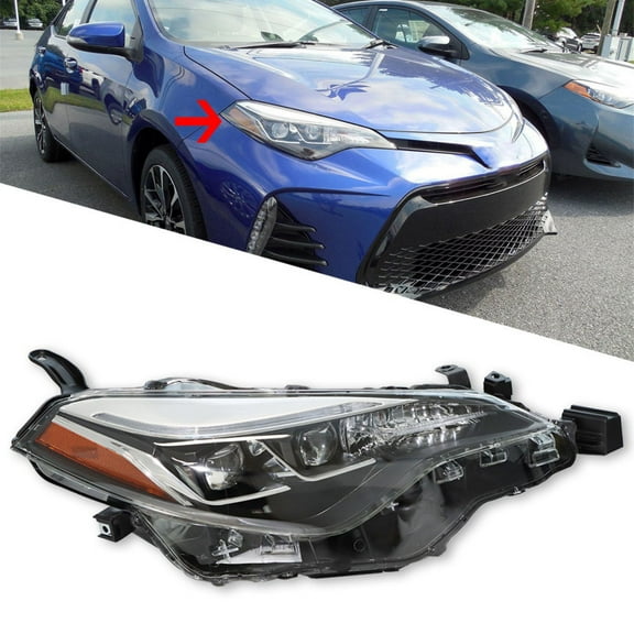 Headlight Right Passenger Side Fit for Toyota Corolla SE XLE XSE 2017 2018 2019, 17-19 Corolla Headlamp Housing Assembly