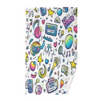 Yayeee 100% Cotton Hand Towels for Bathroom 16" x 28" Kitchen Towel, Blue Doodle Pattern