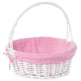 thumbnail image 1 of Panier-cadeau Rond en Osier Blanc, avec Doublure en Vichy Rose et Poignée - Grand, 1 of 1