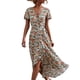 thumbnail image 4 of Vestido Floral Cruzado ANGGREK Mujer Cuello en V Cintura con Cinturón Manga con volantes L, 4 of 6