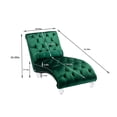 thumbnail image 4 of Velvet Chaise Lounge Chair, Modern Accent Sofa with Waist Pillow and Tufted Backrest, Sleeper Leisure Single Sofa Couch with Acrylic Feet for Living Room Bedroom Office Apartment, Emerald, 4 of 7