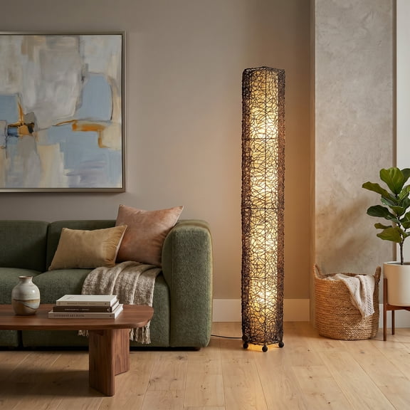 Eangee Home Design Nito Giant Floor Lamp, Shade Made Of Handmade Paper, 11x11x72 Inches