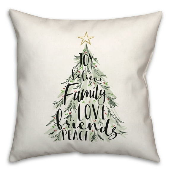 Creative Products Christmas Tree Words 16 x 16 Spun Poly Pillow