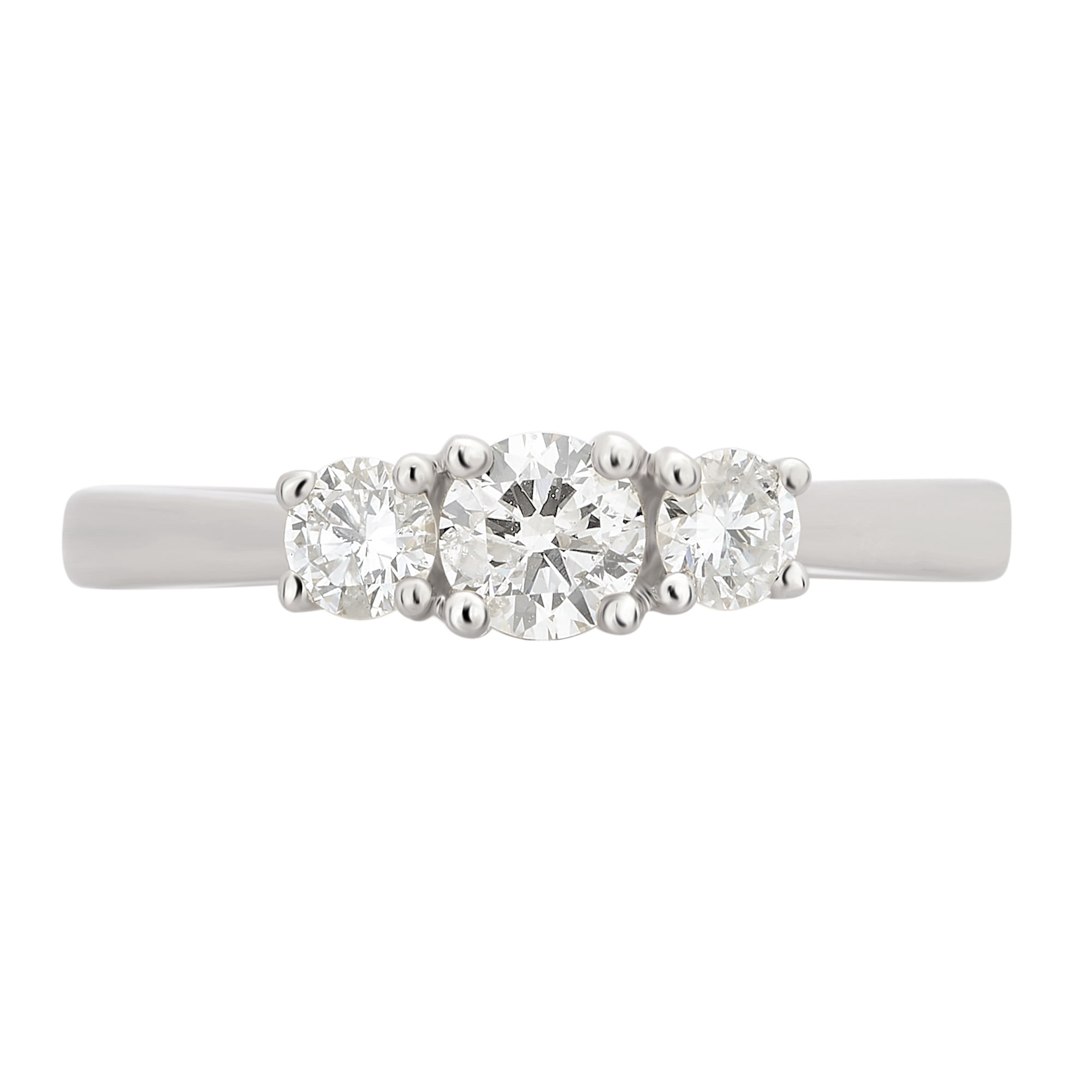 1.00 Carat T.W. Diamond 14K White Gold 3 Stone Engagement Ring