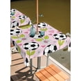 thumbnail image 2 of Outdoor Tablecloth with Umbrella Hole for Patio/Picnic/Party/Camping, Pink Footballs Waterproof Table Cloth Square Cover Washable, Pastoral Daisy Love Heart Balls Sports Game (54"x 54"), 2 of 9