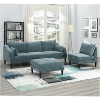 JERFIT 5-Piece Modular Sectional Sofa Set with Ottoman, Modern L-Shaped Couch, Grayish Fabric Upholstery, Convertible Living Room Furniture