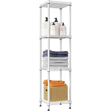 MZG 4 Tier Metal Storage Shelving Units, 11.8" D x 11.8" W x 47.3" H,Adjustable Shelves,for Kitchen Pantry, White