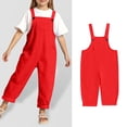 thumbnail image 1 of WENXIAOO Combinaison Sans Manches pour Préadolescentes, Confortable, Bretelles Rouges avec Poches pour Activités Extérieures, Mode Fille 11-12 Ans, 1 of 5