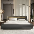 thumbnail image 4 of Sifurni King size Wave-Like Curve Deluxe Upholstered Modern Bed Frame with LED Headboard, Dark Dray, 4 of 10