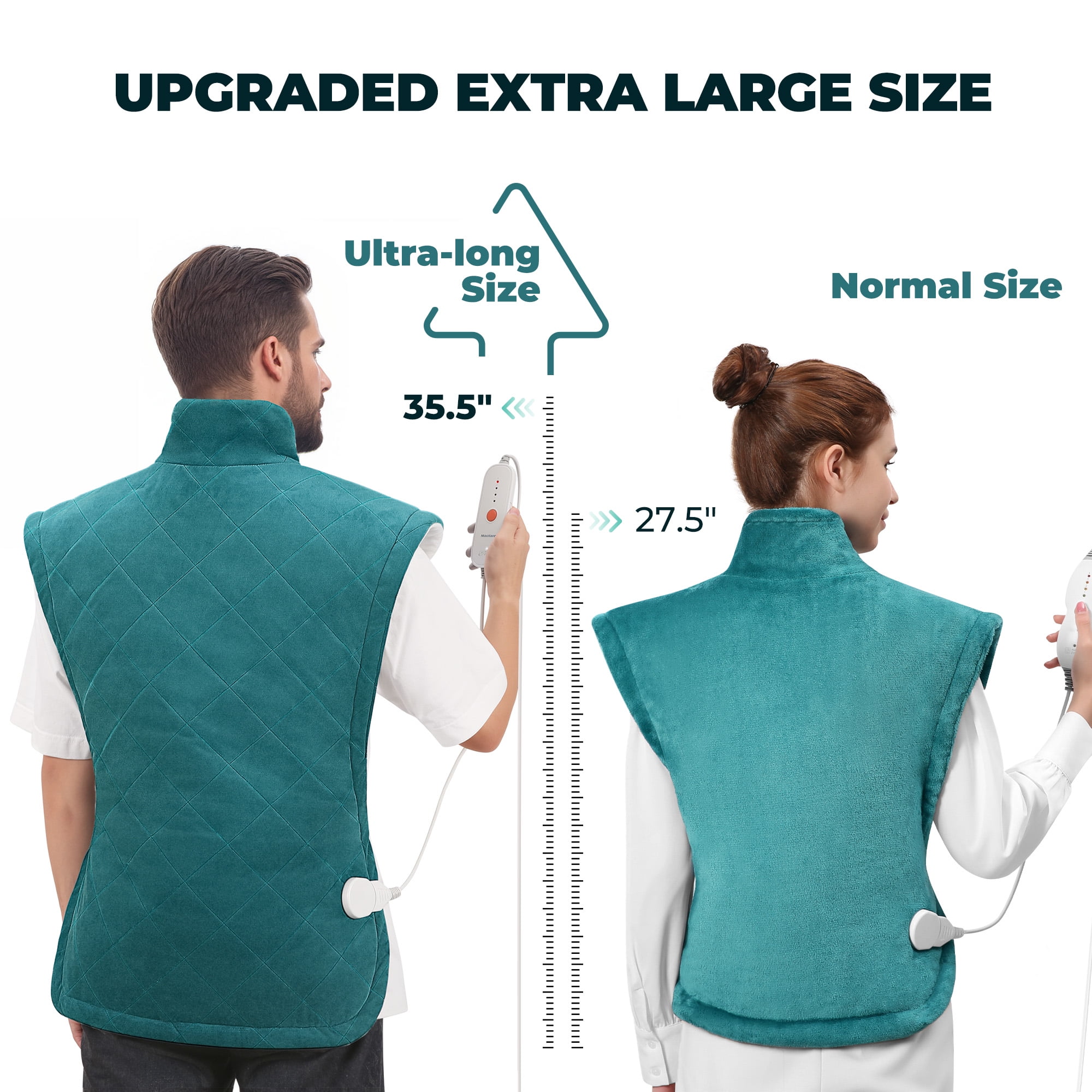 MaxKare 24"x40" Extra Large Heating Pad with 4 Heat Settings & Auto Shut-off, Eletric Heating Pad, Green & White