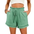 thumbnail image 3 of Workout Shorts Women Fashion Spring Summer Solid Color High Waist Pocket Loose Fit Wide Leg Bermuda Cargo Board Gym Mint Green Bottoms Sizes L, 3 of 7