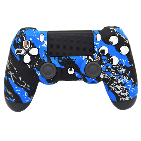 Blue Splatter PS4 Modded Rapid Fire Controller, Works With All Games, COD, Infinite Warfare, Destiny, Rapid Fire, Dropshot, Akimbo &