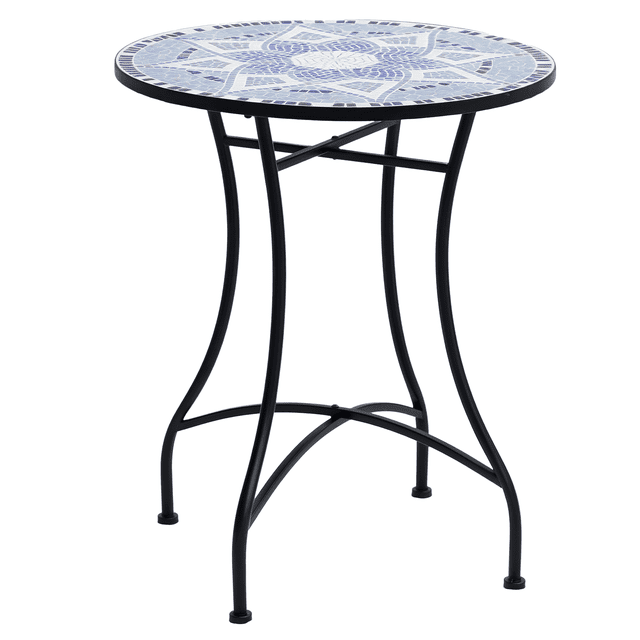 Outsunny Mosaic Round Patio Table with Ceramic Tabletop, Balcony Side Table