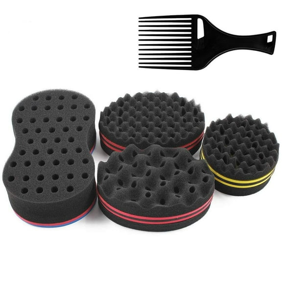 5-Pack Dual-Textured Hair Sponge Brushes for Effortless Curls & Waves - Reusable Magic Sponge for Men & Women, Perfect for Travel & Home Care