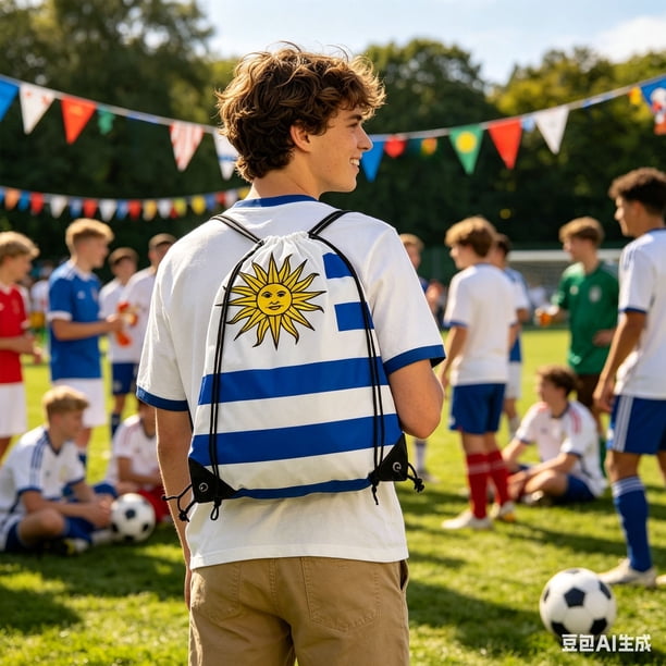 Flag Drawstring Backpack For Football Matches Sports Sackpack With Teams Print Ideal For Soccer Fans Games Daily Use