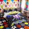 thumbnail image 2 of Erosebridal Purple Green Drippy Baseball Bat Print Twin Bedding Sets, Bold Sports Bedding Comforter Set for Kids Boys and Girls, Colorful Stars Reversible 7-Piece, 2 of 6