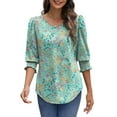 thumbnail image 3 of UVN Summer Blouses for Women 3/4 Sleeve Shirts Ladies Casual Crew Neck Womens Tunic Tops, 3 of 11