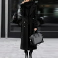 thumbnail image 2 of Wutalume Women's Solid Color Winter Thickened Wool Blend Long Coat with Lining, Elegant and Warm, Oversized Fit, Ideal for Formal and Casual Occasions in Cold Seasons,Black L, 2 of 5
