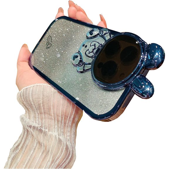 Astronaut Hidden Stand Phone Case for iPhone 13 Pro,Cute Astronaut Lens Camera Protector Kickstand Luxury Glitter Bling 6D Electroplated Clear Soft TPU Protector for Men Women Purple