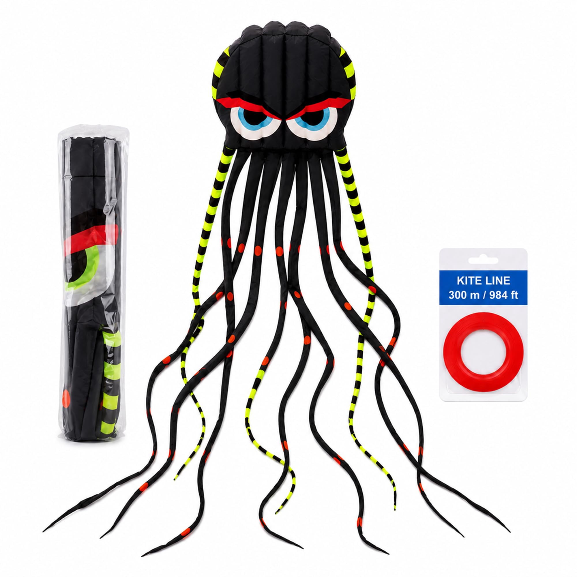 Giant Octopus Kite 26ft Large Parafoil Kite for Adults 3D Foil Kite with 328ft String for Beach Park Outdoor Flying