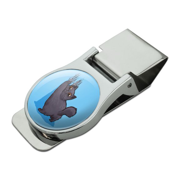 Kawaii Cute Cat Scratching Wall Satin Chrome Plated Metal Money Clip