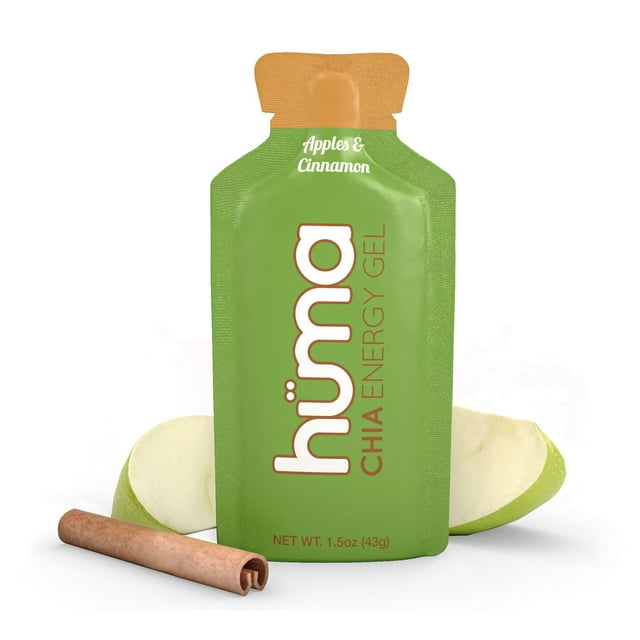 Gel energético HÜMA, manzana con chía y canela, 12 x 30 ml, para mayor resistencia
