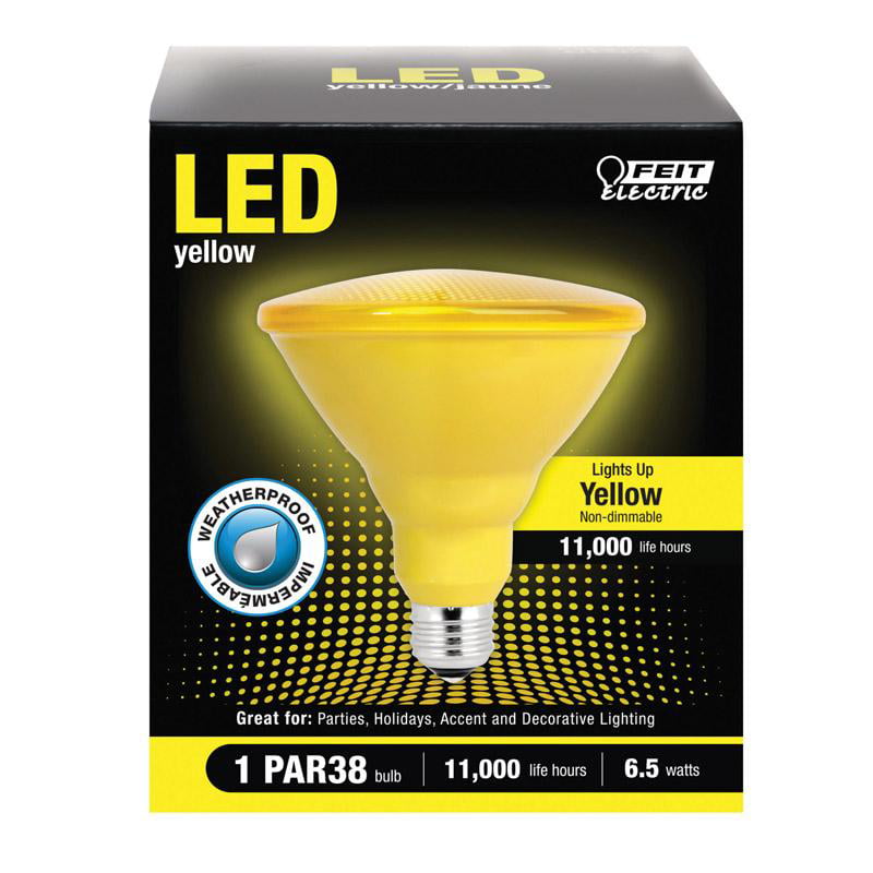 Medium FEIT Electric  PAR38  E26 LED Bulb  Yellow  90 Watt Equivalence 1 pk 