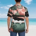 thumbnail image 4 of Honeii Black Cat Pink Bathroom Print Men’s Hawaiian Shirt,Classic Button-Down Short Sleeve Shirt, for Beach, Vacation, and Outdoor Activities,X-Large, 4 of 7