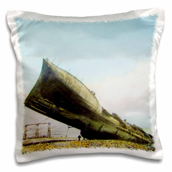3dRose, Beached World War I Submarine Hastings England Magic Lantern Vintage, 16x16 inch Pillow Case