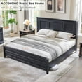 thumbnail image 5 of ACCOHOHO Farmhouse King Size Bed Frame with 52" Tall Full-Panel Headboard, Wood Platform Bedframe with Footboard and Storage Drawers, No Squeak, No Box Spring Needed, Antique Black, 5 of 6