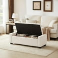 thumbnail image 3 of Ottoman with Storage, Storage Ottoman Bench with Safety Hinge, Upholstered Storage Bench with Seating for Bedroom, Living Room, Holds up to 330 lb(Ivory), 3 of 16