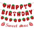 thumbnail image 2 of Banner de fresa para niños y niñas, decoración de fiesta de cumpleaños temática de fresa, pancarta de decoración para Baby Shower, decoración de primer cumpleaños, 2 of 5