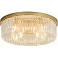 thumbnail image 5 of Gold Modern Crystal Chandelier,8-Light Round Flush Mount Crystal Ceiling Light Fixtures Adjustable Hanging Lighting Pendant Light Fixture for Dining Room Living Room, 5 of 9